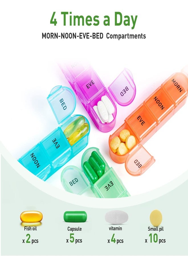 Odaro Monthly Pill Organizer 4 Times a Day, 30 Day Pill Organizer, Monthly Pill Box 4 Times a Day Organizer, Portable Pill Case Organizer（Rainbow） - Image 2